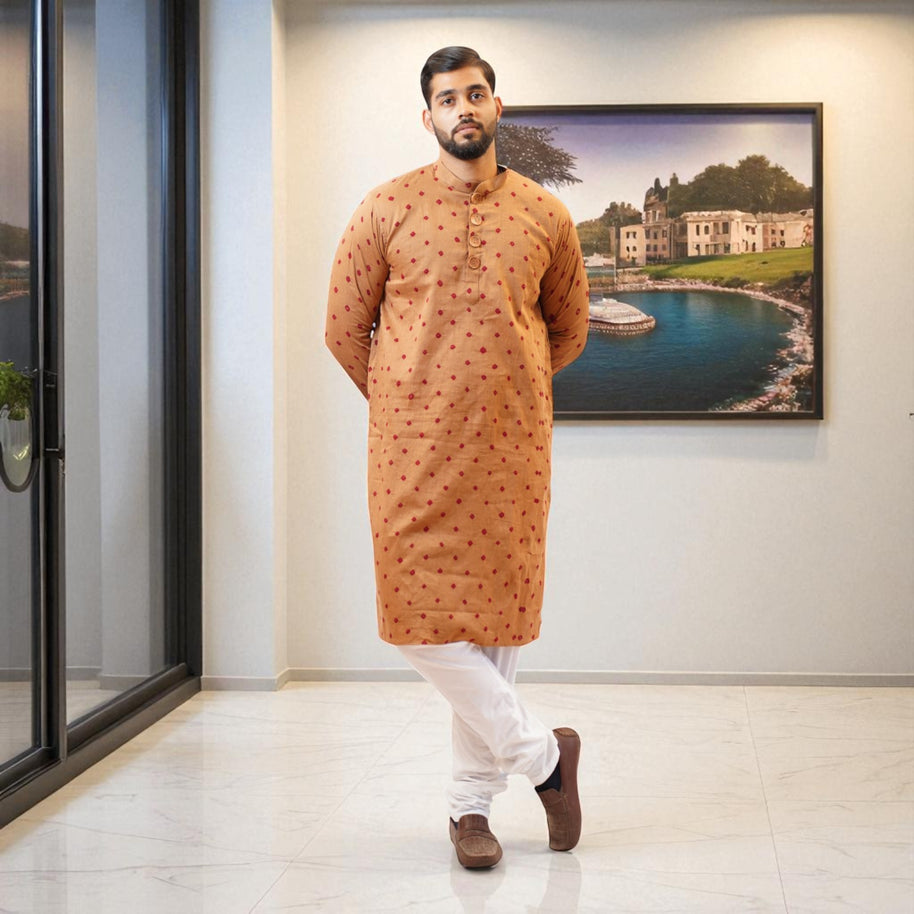 Brown Bandhani Cotton Kurta