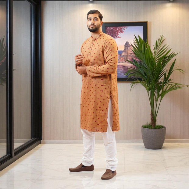 Brown Bandhani Cotton Kurta