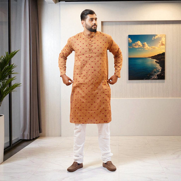 Brown Bandhani Cotton Kurta