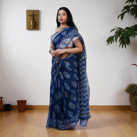 NeelShweta Handblock Kota Cotton Saree