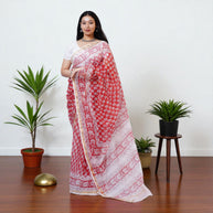 LalShweta Handblock Kota Cotton Saree