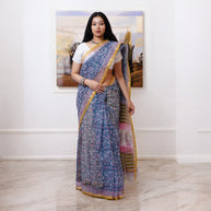 NeelGulPaisley Handblock Kota Cotton Saree