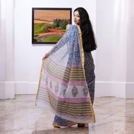 NeelGulPaisley Handblock Kota Cotton Saree