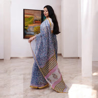 NeelGulPaisley Handblock Kota Cotton Saree