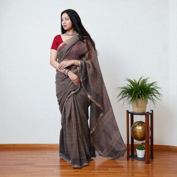 Dhruvi Handblock Kota Cotton Saree