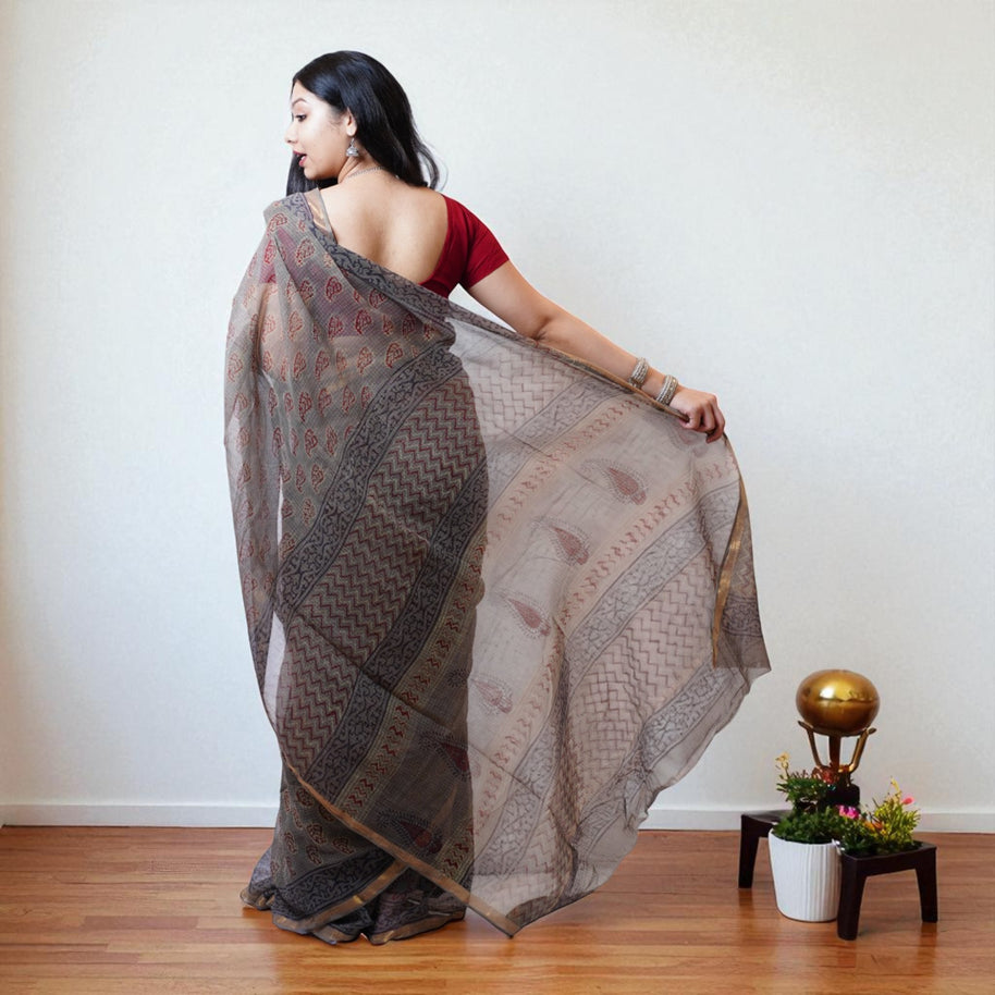 Dhruvi Handblock Kota Cotton Saree