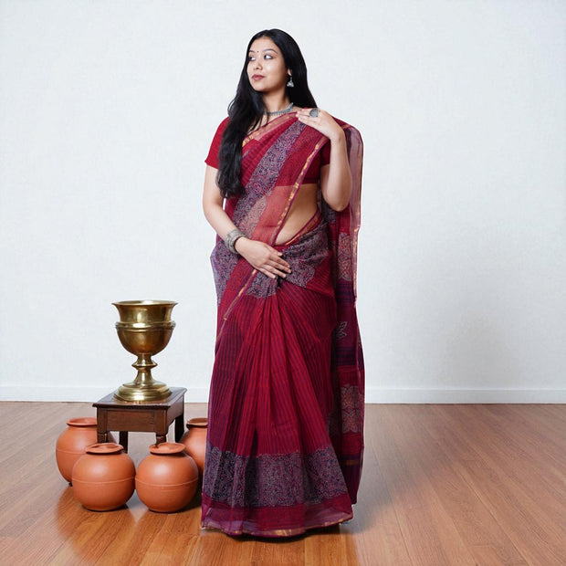Aarohi Handblock Cotton Kota Saree