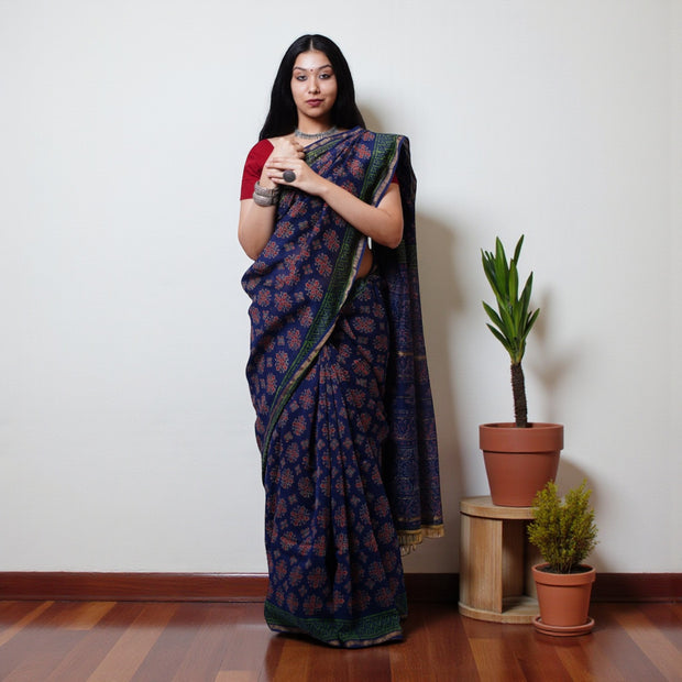 Varnika Handblock Chanderi Cotton Saree
