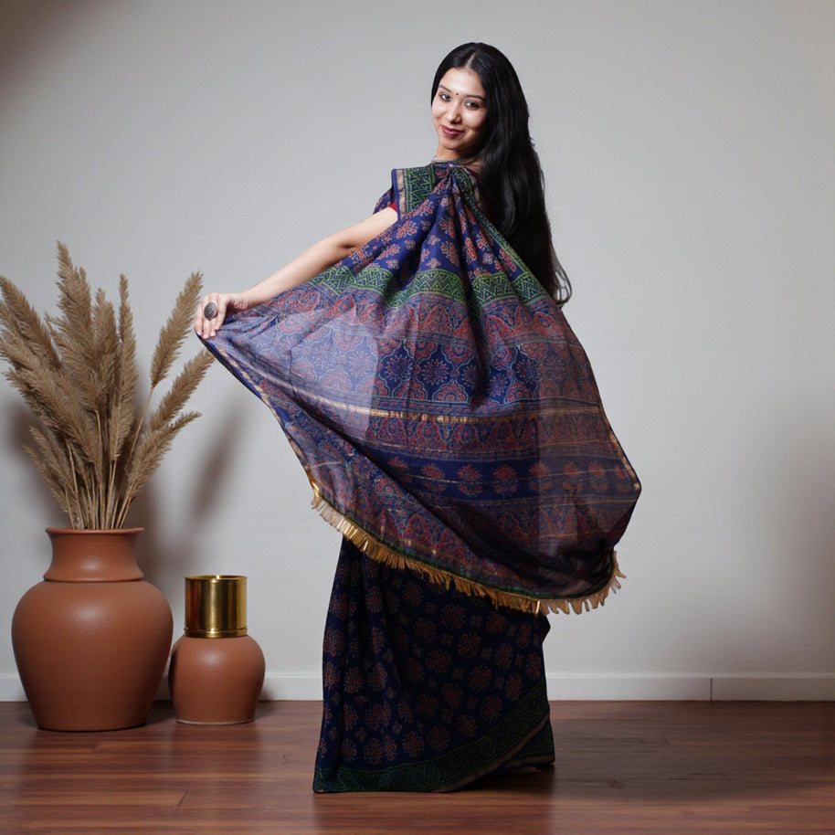 Varnika Handblock Chanderi Cotton Saree