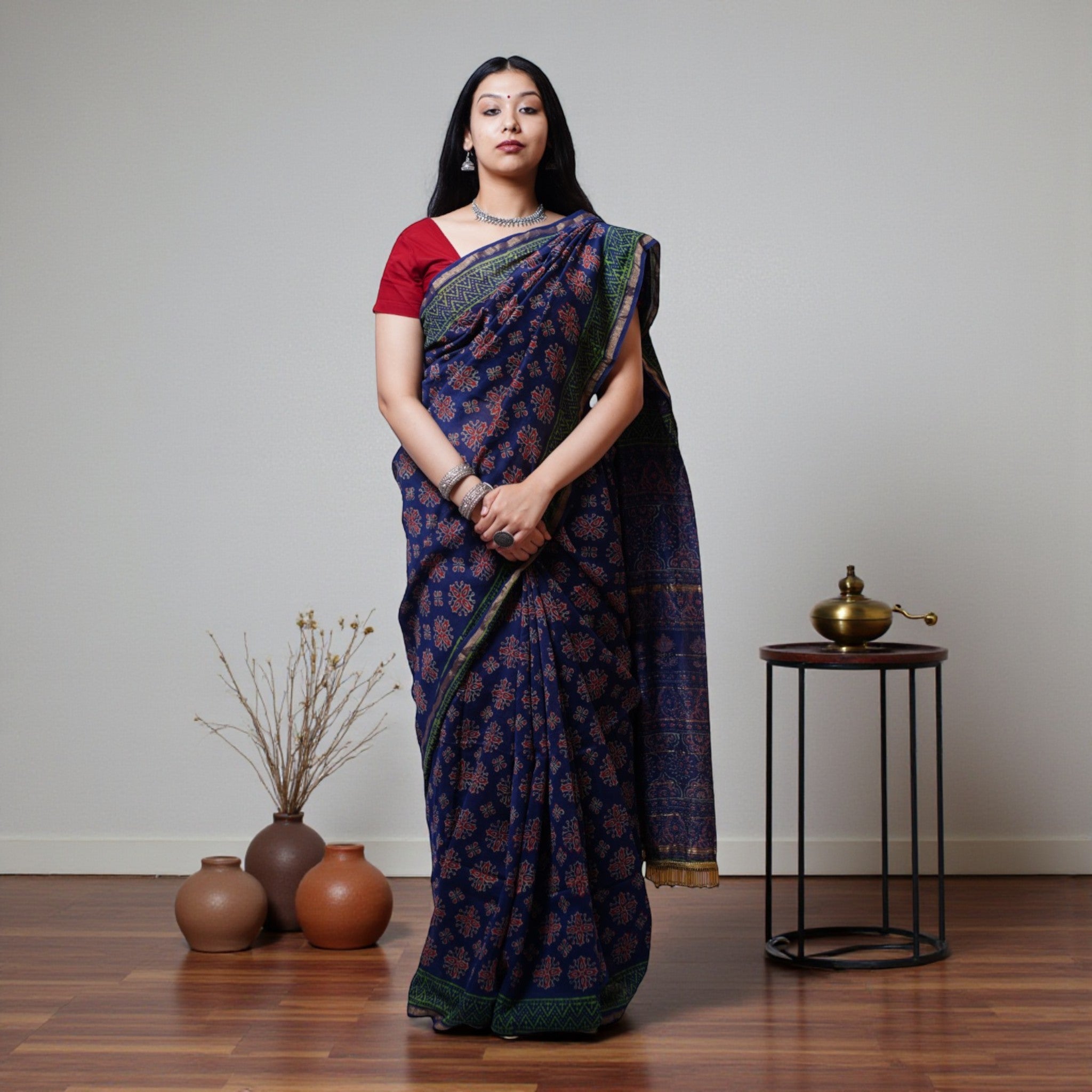 Varnika Handblock Chanderi Cotton Saree