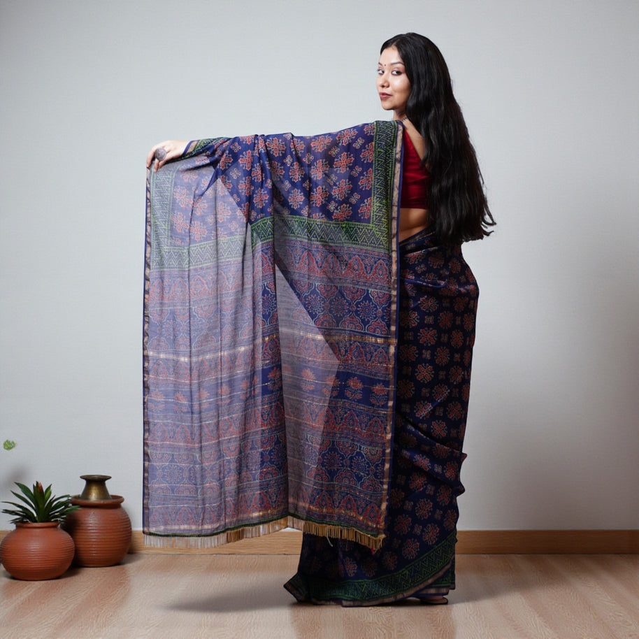 Varnika Handblock Chanderi Cotton Saree