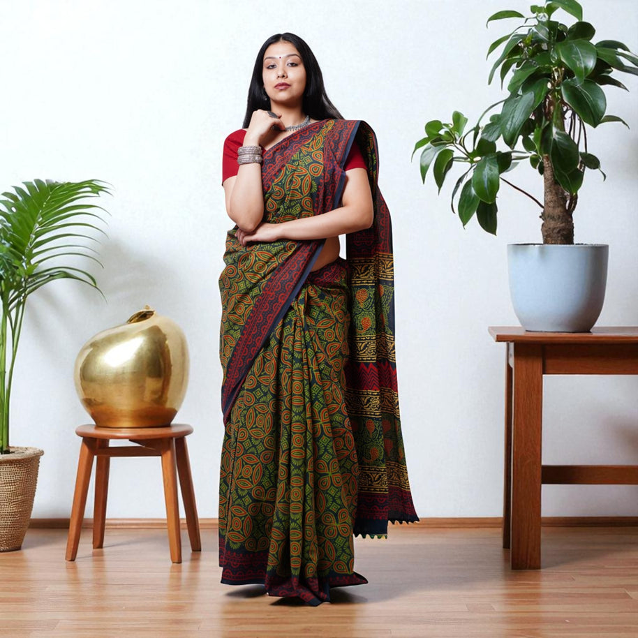 HariRachna Handblock Cotton Saree
