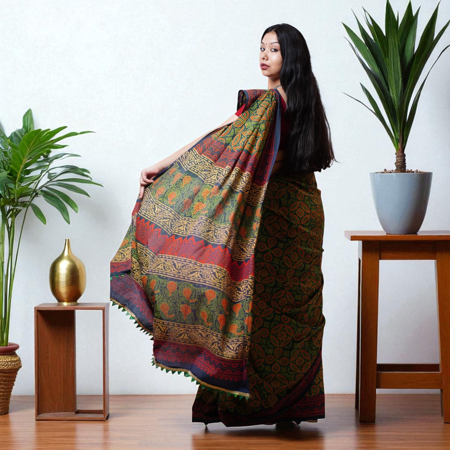 HariRachna Handblock Cotton Saree