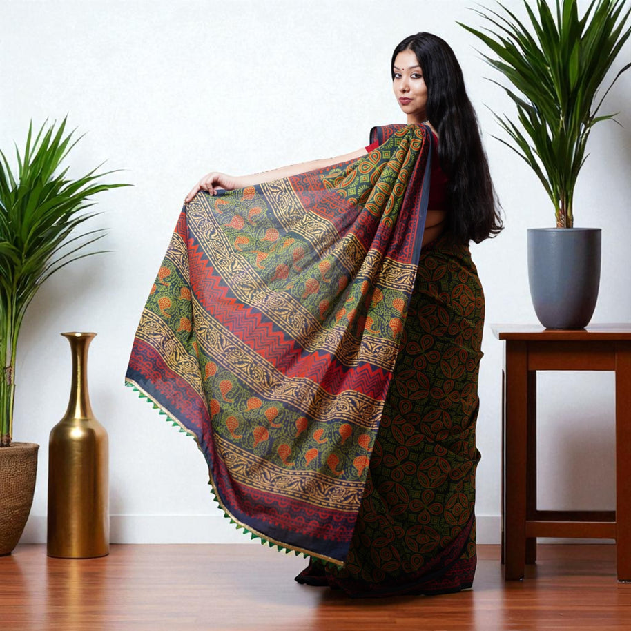 HariRachna Handblock Cotton Saree