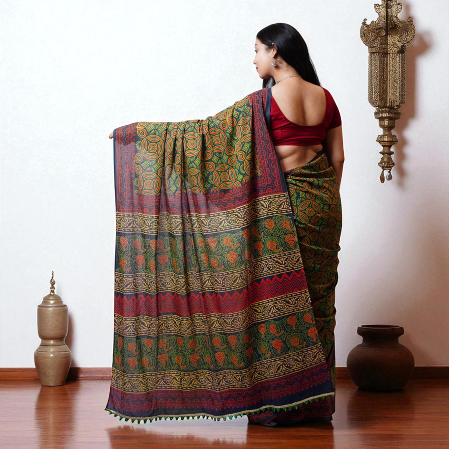 HariRachna Handblock Cotton Saree