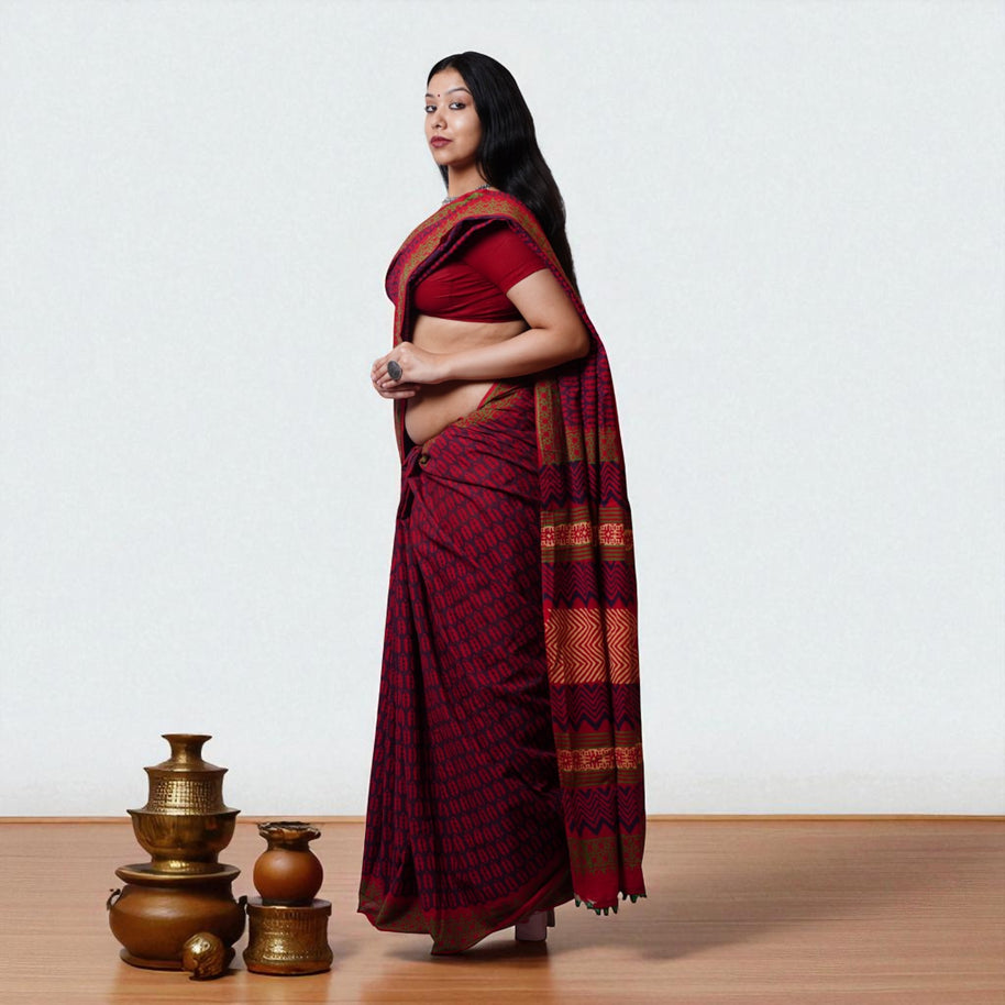Rosha Handblock Cotton Saree