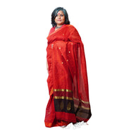 Red Black Buti Cotton Saree
