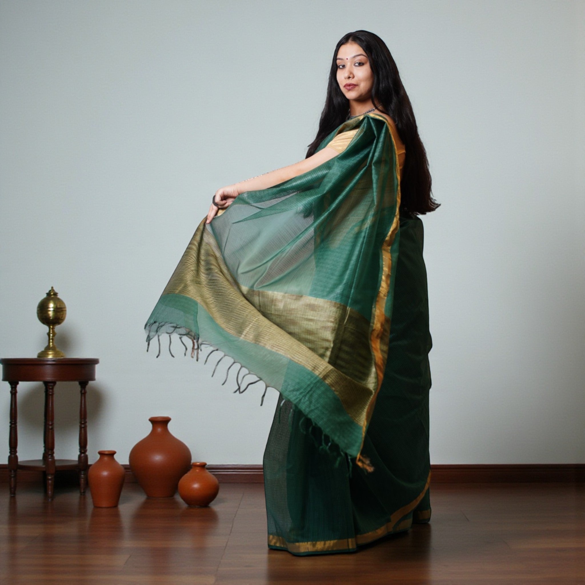 Green Handloom Kota Cotton Saree