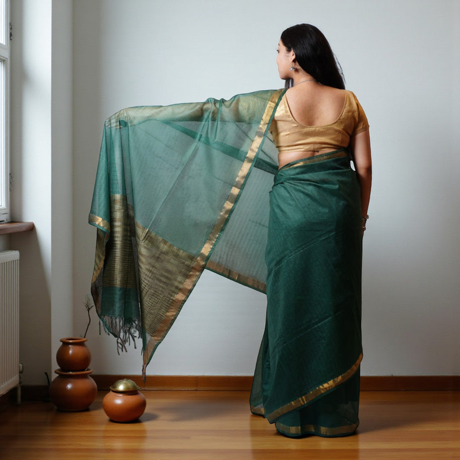 Green Handloom Kota Cotton Saree