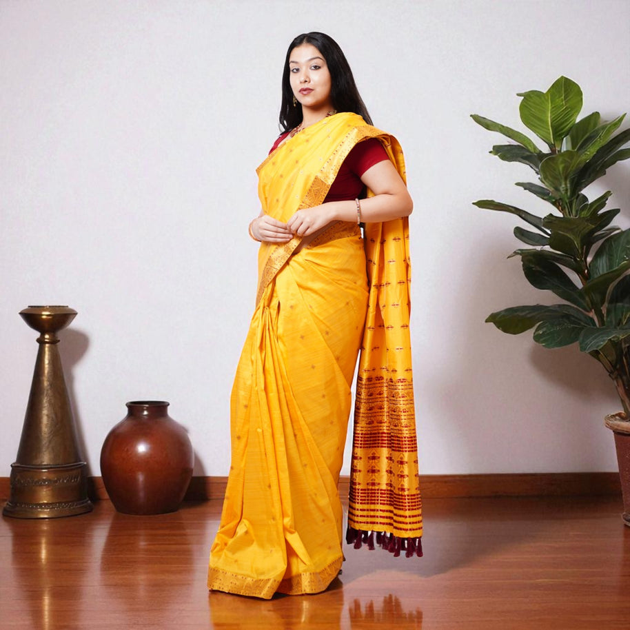 Orange Golden Silk Saree