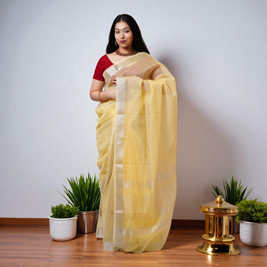 ChandPehar Banarasi Linen Saree