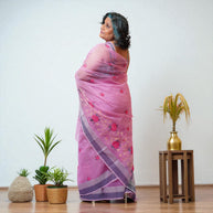 Pink Embroidery Kota Cotton Saree