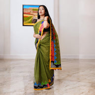 Green Applique Kota Cotton Saree