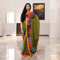 Green Applique Kota Cotton Saree