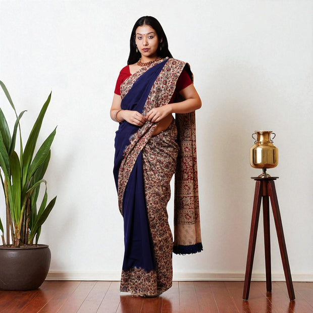 Neelajrak Handblock Cotton Saree