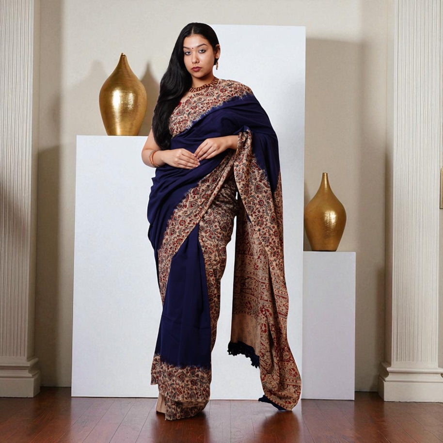 Neelajrak Handblock Cotton Saree