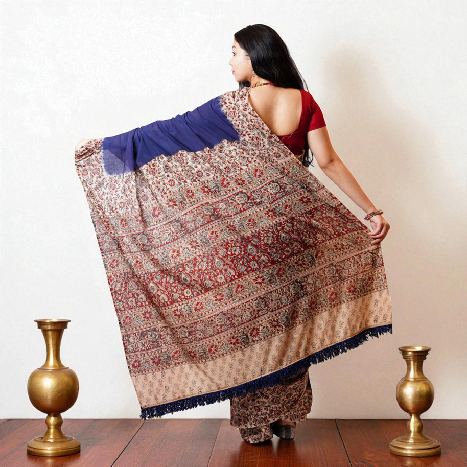 Neelajrak Handblock Cotton Saree