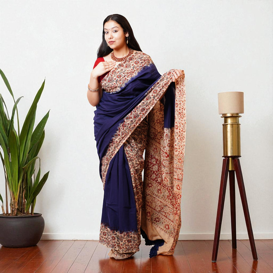 Neelajrak Handblock Cotton Saree