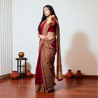GulAjrak Handblock Cotton Saree