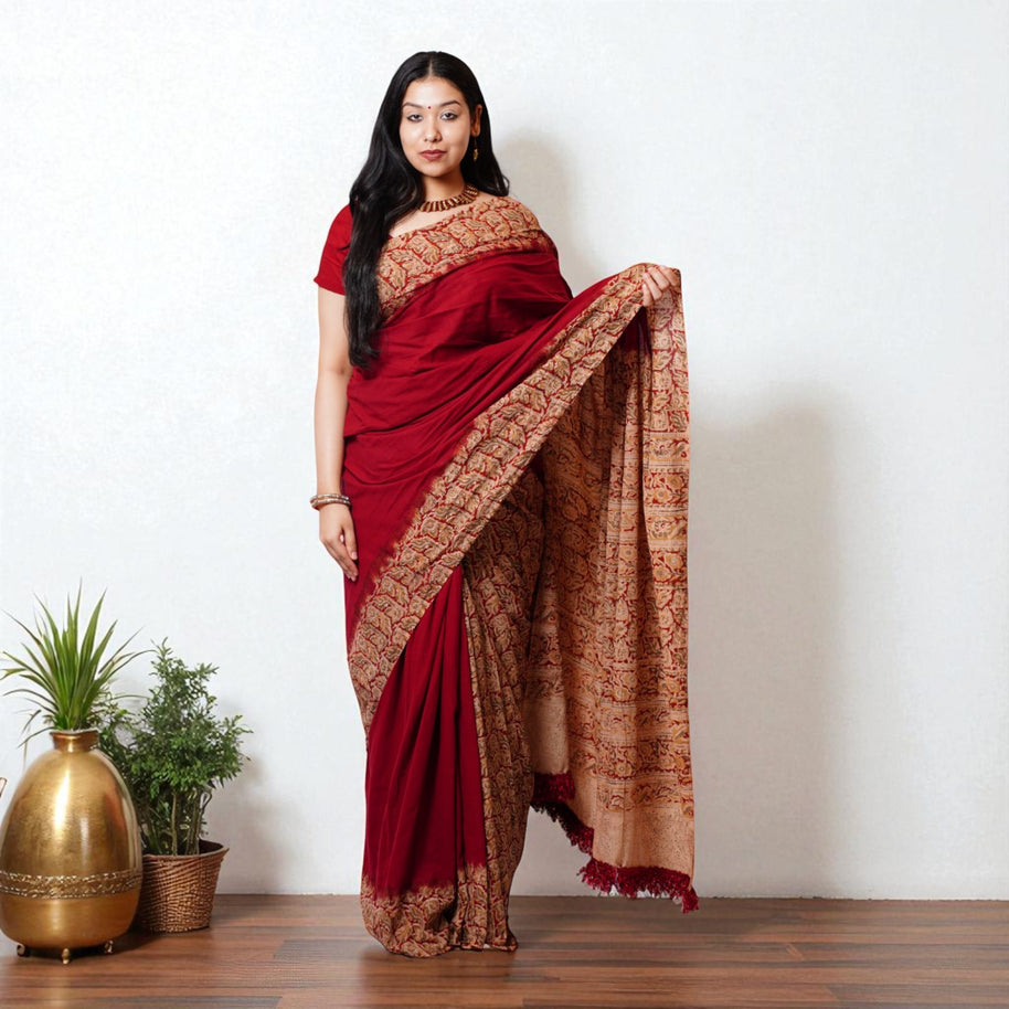 GulAjrak Handblock Cotton Saree
