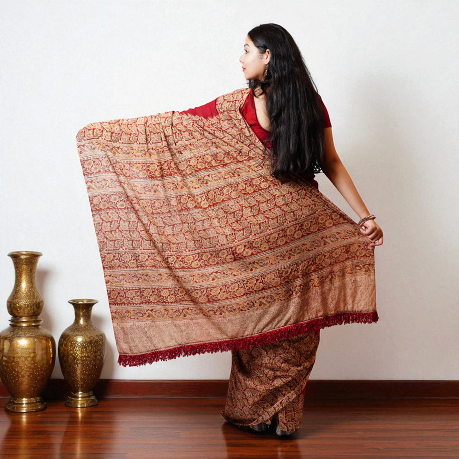 GulAjrak Handblock Cotton Saree