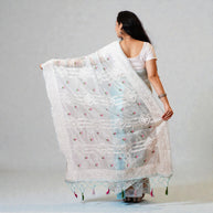 Blue Chikankari Organza Saree