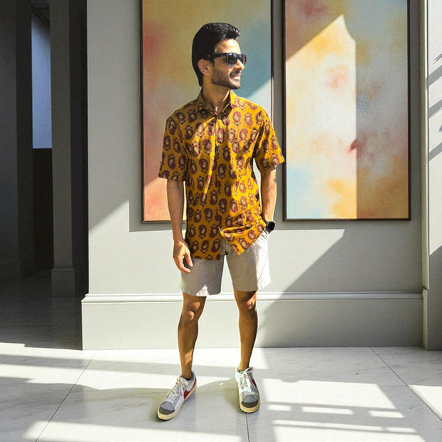 Artsy Hand Block Print Mens Shirt