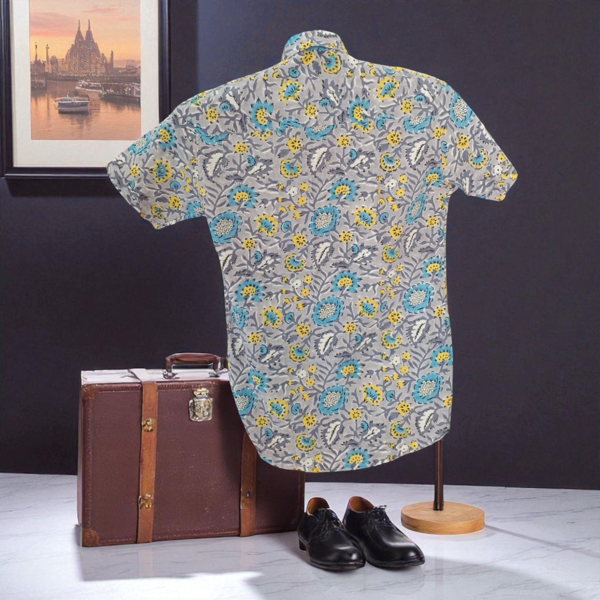 Artsy Hand Block Print Mens Shirt