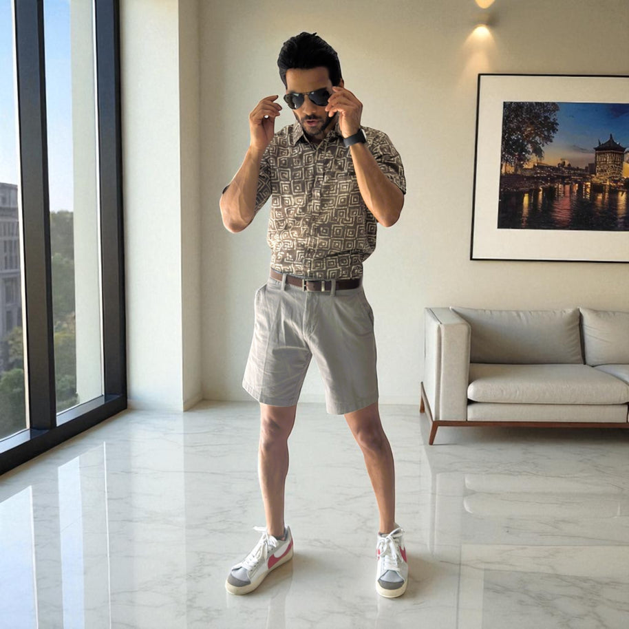 Artsy Hand Block Print Mens Shirt