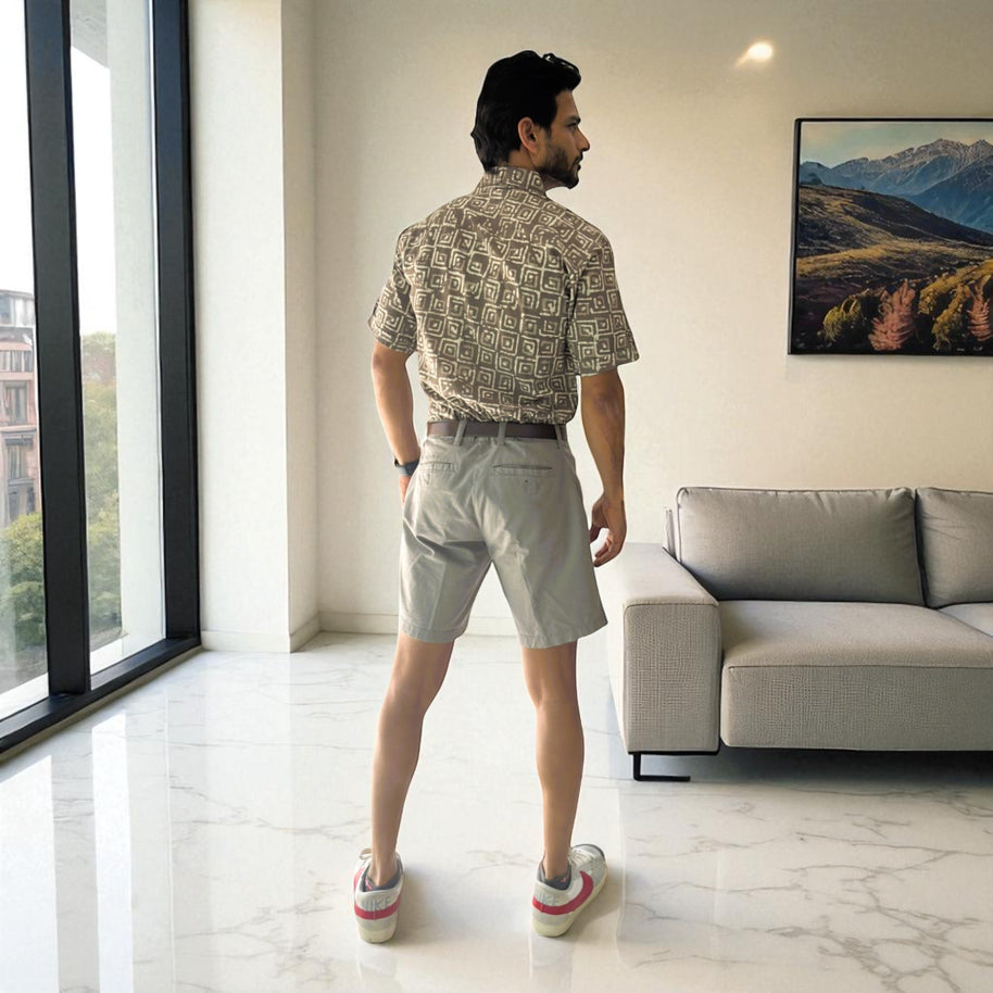 Artsy Hand Block Print Mens Shirt