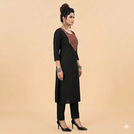 Black Mashru Silk-Cotton Kurta
