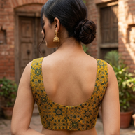 Yellow Ajrakh Mashru Silk Blouse