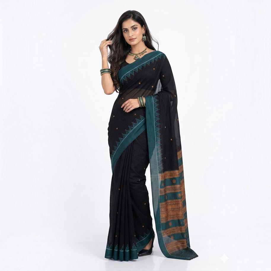 Black Kotpad Cotton Saree