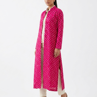 Pink Modal Silk Bandhej Long Blazer