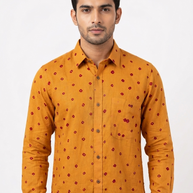 Orange Bandhani Cotton Shirt