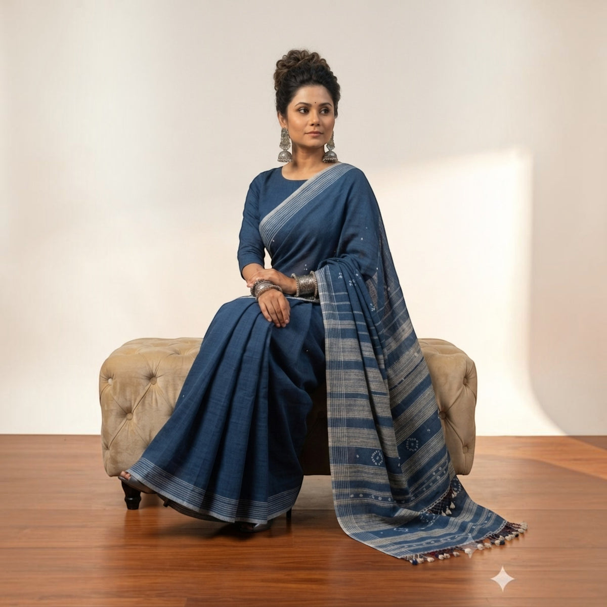Blue Handloom Bhujodi Saree
