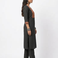Black Stripe Cotton Kurta Set