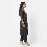 Black Stripe Cotton Kurta Set