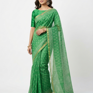 Green Leaf Handblock Kota Cotton Saree