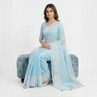 Light Blue Kota Doriya Cotton Saree